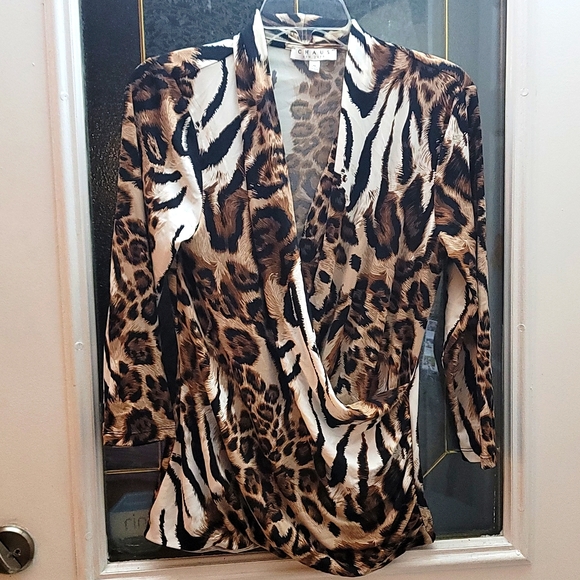 Chaus Tops - Chaus new york womans beautiful leopard print Drape Blouse medium